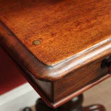 Load image into Gallery viewer, Antique Australian Cedar Side Table – Turned Pedestal, Drawer, Tri-Leg Base. B12551