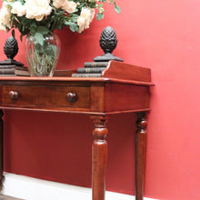 Load image into Gallery viewer, x SOLD Antique English Mahogany Two-Drawer Table – Gallery Back & Brass Castors. B12552