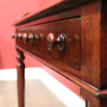 Load image into Gallery viewer, x SOLD Antique English Mahogany Two-Drawer Table – Gallery Back & Brass Castors. B12552
