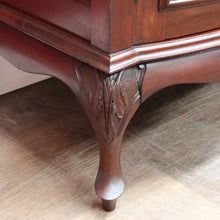 Load image into Gallery viewer, Antique English Mahogany Servery Curved Front Drawers Cupboards Mirror. B12956
