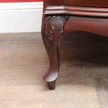 Load image into Gallery viewer, Antique English Mahogany Servery Curved Front Drawers Cupboards Mirror. B12956