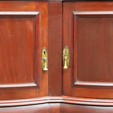 Load image into Gallery viewer, Antique English Mahogany Servery Curved Front Drawers Cupboards Mirror. B12956