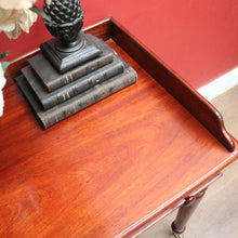 Load image into Gallery viewer, x SOLD Antique English Mahogany Two-Drawer Table – Gallery Back & Brass Castors. B12552