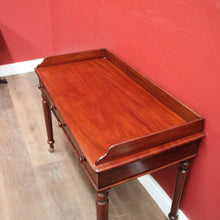 Load image into Gallery viewer, x SOLD Antique English Mahogany Two-Drawer Table – Gallery Back & Brass Castors. B12552