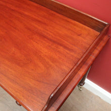 Load image into Gallery viewer, x SOLD Antique English Mahogany Two-Drawer Table – Gallery Back & Brass Castors. B12552