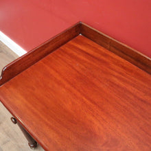 Load image into Gallery viewer, x SOLD Antique English Mahogany Two-Drawer Table – Gallery Back & Brass Castors. B12552