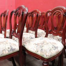 Load image into Gallery viewer, 10 English Mahogany Dining Chairs Vintage Fiddle Back Turned Legs. B12960