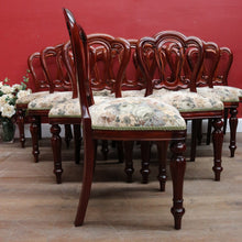 Load image into Gallery viewer, 10 English Mahogany Dining Chairs Vintage Fiddle Back Turned Legs. B12960
