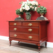 Load image into Gallery viewer, Antique English Mahogany Four Drawer Chest Brass Handles Castors. B12961