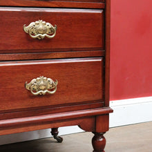 Load image into Gallery viewer, Antique English Mahogany Four Drawer Chest Brass Handles Castors. B12961
