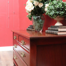 Load image into Gallery viewer, Antique English Mahogany Four Drawer Chest Brass Handles Castors. B12961