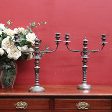 Load image into Gallery viewer, Pair Antique Sheffield Plate Candelabra Silver Plate Candle Holders. B12964