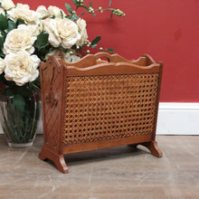 Load image into Gallery viewer, x SOLD Vintage French Oak and Cane Magazine Rack or Magazine Holder with Centre Divider. B12011