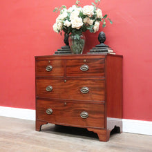 Load image into Gallery viewer, Antique English Georgian 1940s Bow Front Chest – 4 Drawers – Brass Handles. B12564
