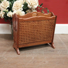 Load image into Gallery viewer, x SOLD Vintage French Oak and Cane Magazine Rack or Magazine Holder with Centre Divider. B12011