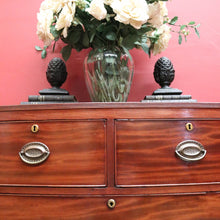 Load image into Gallery viewer, Antique English Georgian 1940s Bow Front Chest – 4 Drawers – Brass Handles. B12564