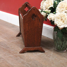 Load image into Gallery viewer, x SOLD Vintage French Oak and Cane Magazine Rack or Magazine Holder with Centre Divider. B12012