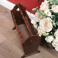 Load image into Gallery viewer, x SOLD Vintage French Oak and Cane Magazine Rack or Magazine Holder with Centre Divider. B12012