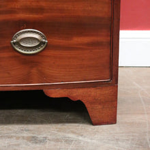 Load image into Gallery viewer, Antique English Georgian 1940s Bow Front Chest – 4 Drawers – Brass Handles. B12564
