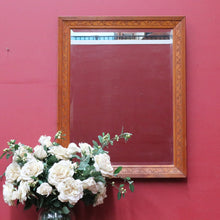 Load image into Gallery viewer, Antique Oak Wall Mirror Bevelled Glass Carved Leaves and Acorns. B12965