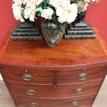 Load image into Gallery viewer, Antique English Georgian 1940s Bow Front Chest – 4 Drawers – Brass Handles. B12564