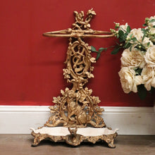 Load image into Gallery viewer, x SOLD Antique French Cast Iron Gold-painted Carved Hunting Scene Umbrella Holder or Stand. B10837