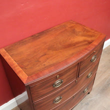 Load image into Gallery viewer, Antique English Georgian 1940s Bow Front Chest – 4 Drawers – Brass Handles. B12564