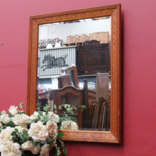 Load image into Gallery viewer, Antique Oak Wall Mirror Bevelled Glass Carved Leaves and Acorns. B12965