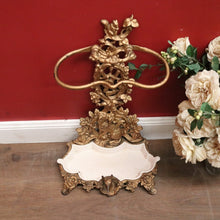 Load image into Gallery viewer, x SOLD Antique French Cast Iron Gold-painted Carved Hunting Scene Umbrella Holder or Stand. B10837