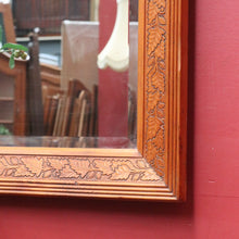 Load image into Gallery viewer, Antique Oak Wall Mirror Bevelled Glass Carved Leaves and Acorns. B12965