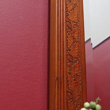 Load image into Gallery viewer, Antique Oak Wall Mirror Bevelled Glass Carved Leaves and Acorns. B12965