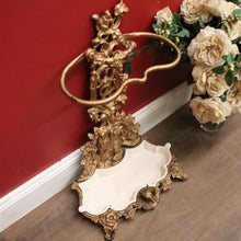 Load image into Gallery viewer, x SOLD Antique French Cast Iron Gold-painted Carved Hunting Scene Umbrella Holder or Stand. B10837
