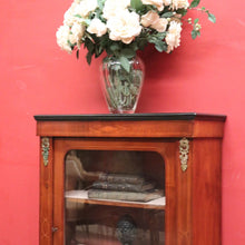 Load image into Gallery viewer, Antique English Mahogany Cabinet – Gilt Mounts, Inlay, Key, Glass Door. B12562