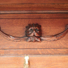 Load image into Gallery viewer, x SOLD Antique French Coat Rack with Brass Horse-Head Hooks and Carved Lion Faces. B11328