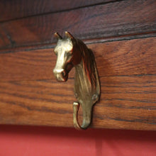 Load image into Gallery viewer, x SOLD Antique French Coat Rack with Brass Horse-Head Hooks and Carved Lion Faces. B11328