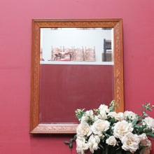 Load image into Gallery viewer, Antique Oak Wall Mirror Bevelled Glass Carved Leaves and Acorns. B12966