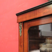 Load image into Gallery viewer, Antique English Mahogany Cabinet – Gilt Mounts, Inlay, Key, Glass Door. B12562