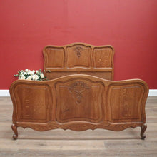 Load image into Gallery viewer, x SOLD Antique French Oak Double Bed, Headboard, Foot, Side Rails. Fits Double bed Mattress. B12033