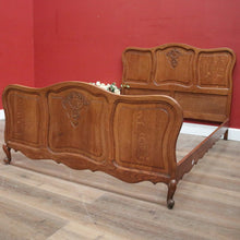 Load image into Gallery viewer, x SOLD Antique French Oak Double Bed, Headboard, Foot, Side Rails. Fits Double bed Mattress. B12033