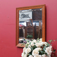 Load image into Gallery viewer, Antique Oak Wall Mirror Bevelled Glass Carved Leaves and Acorns. B12966