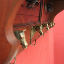 Load image into Gallery viewer, x SOLD Antique French Coat Rack with Brass Horse-Head Hooks and Carved Lion Faces. B11328