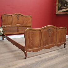 Load image into Gallery viewer, x SOLD Antique French Oak Double Bed, Headboard, Foot, Side Rails. Fits Double bed Mattress. B12033