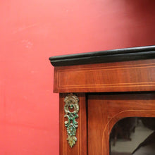 Load image into Gallery viewer, Antique English Mahogany Cabinet – Gilt Mounts, Inlay, Key, Glass Door. B12562