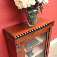 Load image into Gallery viewer, Antique English Mahogany Cabinet – Gilt Mounts, Inlay, Key, Glass Door. B12562