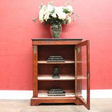 Load image into Gallery viewer, Antique English Mahogany Cabinet – Gilt Mounts, Inlay, Key, Glass Door. B12562
