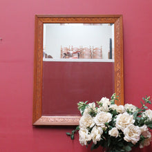 Load image into Gallery viewer, Antique Oak Wall Mirror Bevelled Glass Carved Leaves and Acorns. B12966