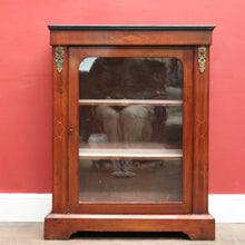 Load image into Gallery viewer, Antique English Mahogany Cabinet – Gilt Mounts, Inlay, Key, Glass Door. B12562