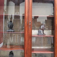 Load image into Gallery viewer, Antique Mahogany China Cabinet Three Glass Doors Curved Centre. B12977