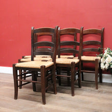 Load image into Gallery viewer, Antique Chairs, Set of Six Antique French Oak and Rush Ladder Back Kitchen or Dining Chairs. B11418