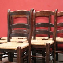 Load image into Gallery viewer, Antique Chairs, Set of Six Antique French Oak and Rush Ladder Back Kitchen or Dining Chairs. B11418